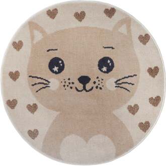 Vloerkleed Cat Rond - Beige Xcm - Polypropyleen - Dekbed-Discounter.nl
