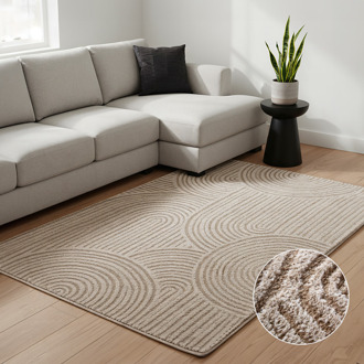 Vloerkleed Chappe - Beige 120x80cm - Polypropyleen - Dekbed-Discounter.nl - 80 x 120 cm
