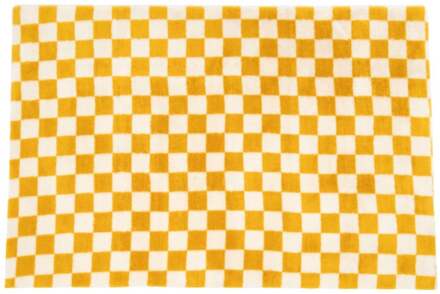 Vloerkleed checks - geel/wit - 120x180 cm