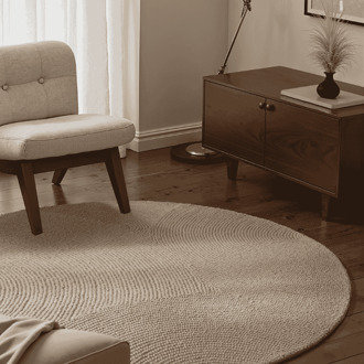 Vloerkleed Eleni Rond - Beige Xcm - Wol - Dekbed-Discounter.nl - ø 120 cm