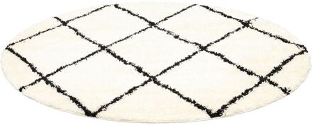 Vloerkleed Emy rond creme/zwart 160 Wit
