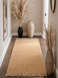 Vloerkleed Fjord Rechthoekig - Natuurlijk Goud 200x80cm - Jute - Dekbed-Discounter.nl