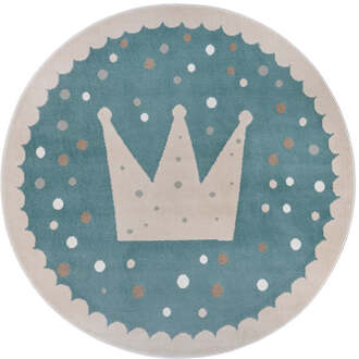 Vloerkleed Kids Crown Rond - Blauw Xcm - Polypropyleen - Dekbed-Discounter.nl - ø 100 cm