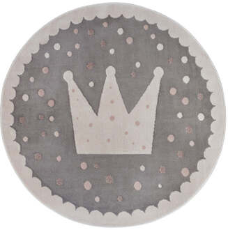 Vloerkleed Kids Crown Rond - Grijs Xcm - Polypropyleen - Dekbed-Discounter.nl - ø 100 cm