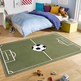 Vloerkleed Kids Estadio - Groen 150x80cm - Polypropyleen - Dekbed-Discounter.nl