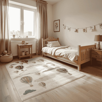 Vloerkleed Kids Hot Air Ballon 170x120cm - Polypropyleen - Dekbed-Discounter.nl Creme,Meerkleurig - 120 x 170 cm