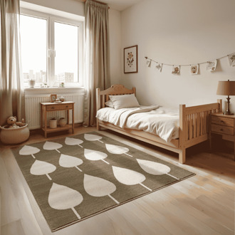 Vloerkleed Kids Lovely Leaves - Groen 235x160cm - Polypropyleen - Dekbed-Discounter.nl Groen,Meerkleurig - 160 x 235 cm