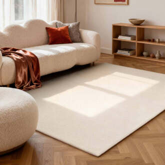 Vloerkleed Knots Rechthoekig - Natuurlijk Wit 290x200cm - Wol - Dekbed-Discounter.nl