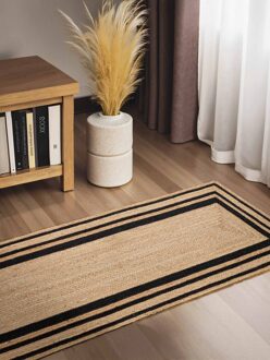 Vloerkleed Looma Rechthoekig - Natuur Goud Zwart 200x70cm - Jute - Dekbed-Discounter.nl