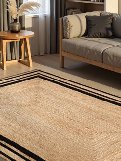 Vloerkleed Looma Rechthoekig - Natuur Goud Zwart 230x160cm - Jute - Dekbed-Discounter.nl