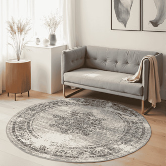 Vloerkleed Lydia Rond - Lichtgrijs Xcm - Polypropyleen - Dekbed-Discounter.nl