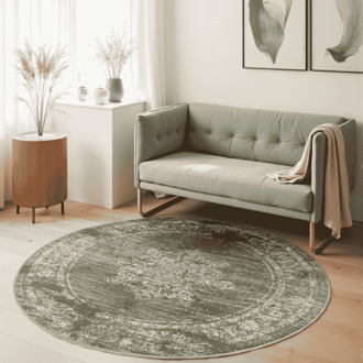 Vloerkleed Lydia Rond - Olijfgroen Xcm - Polypropyleen - Dekbed-Discounter.nl Groen,Meerkleurig - ø 120 cm