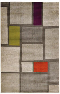 vloerkleed Mondrian - multikleur - 140x200 cm - Leen Bakker Grijs - 140 x 200