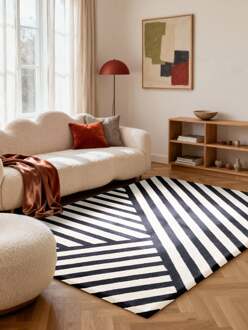 Vloerkleed Noir Rechthoekig - Zwart Wit 180x120cm - Wol - Dekbed-Discounter.nl