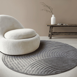 Vloerkleed Panglao Rond - Antraciet Xcm - Polypropyleen - Dekbed-Discounter.nl - ⌀ 200 cm