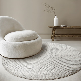 Vloerkleed Panglao Rond - Lichtgrijs Xcm - Polypropyleen - Dekbed-Discounter.nl - ⌀ 200 cm