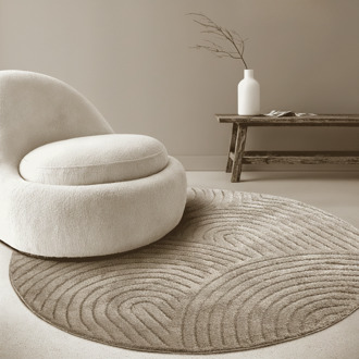 Vloerkleed Panglao Rond - Taupe Xcm - Polypropyleen - Dekbed-Discounter.nl - ⌀ 200 cm