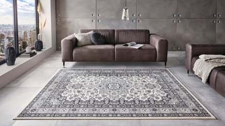 Vloerkleed Parun Tabriz Rechthoekig - Creme Grijs 290x200cm - Polypropyleen - Dekbed-Discounter.nl