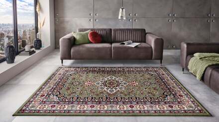 Vloerkleed Parun Tabriz Rechthoekig - Groen 290x200cm - Polypropyleen - Dekbed-Discounter.nl
