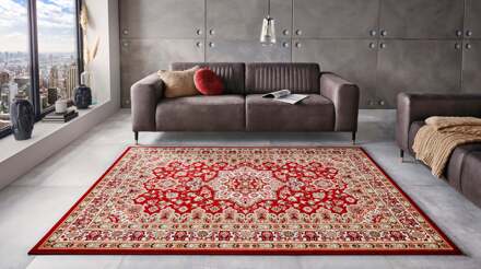 Vloerkleed Parun Tabriz Rechthoekig - Rood 290x200cm - Polypropyleen - Dekbed-Discounter.nl