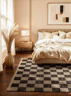 Vloerkleed Rex Rechthoekig - Natuur Wit Zwart 230x160cm - Jute - Dekbed-Discounter.nl