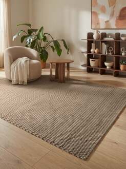 Vloerkleed Rope Rechthoekig - Beige Grijs 290x200cm - Polyester (pet) - Dekbed-Discounter.nl