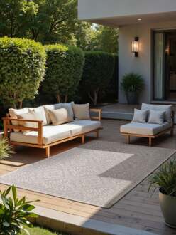 Vloerkleed Rosel Rechthoekig - Wit Grijs 170x120cm - Polypropyleen - Dekbed-Discounter.nl