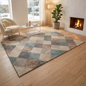 Vloerkleed Vintage Bliss - Crème 120x80cm - Polypropyleen - Dekbed-Discounter.nl Creme,Blauw,Bruin,Beige,Meerkleurig - 80 x 120 cm