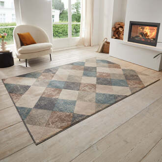 Vloerkleed Vintage Bliss - Crème 170x120cm - Polypropyleen - Dekbed-Discounter.nl Creme,Blauw,Bruin,Beige,Meerkleurig - 120 x 170 cm