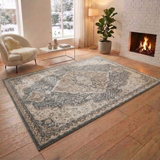 Vloerkleed Vintage Genevieve - Beige Grijs 340x240cm - Polypropyleen - Dekbed-Discounter.nl Grijs,Beige - 240 x 340 cm