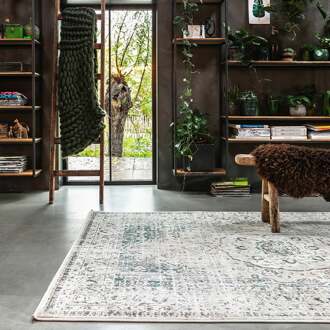 Vloerkleed Vintage Medallion - 160x240 Cm - Petrol 240x160cm - Polypropyleen - Dekbed-Discounter.nl Blauw,Groen,Beige,Meerkleurig - 160 x 240 cm