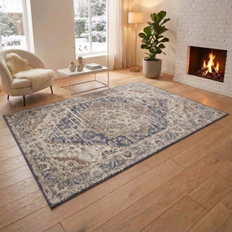Vloerkleed Vintage Sand - Beige Blauw 120x80cm - Polypropyleen - Dekbed-Discounter.nl