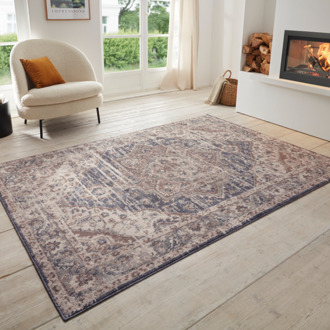 Vloerkleed Vintage Sand - Beige Blauw 280x200cm - Polypropyleen - Dekbed-Discounter.nl - 200 x 280 cm