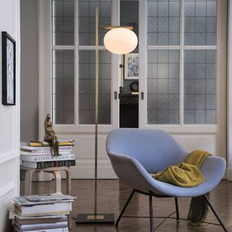 vloerlamp Alba, brons, wit, 1-lamp, glas, metaal wit, brons