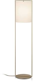 Vloerlamp Alva, effect brons kap wit, dimbaar brons, wit