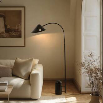 vloerlamp Alviero, 157 cm, zwart, metaal, marmer
