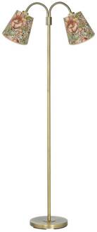vloerlamp Amy Cia Theo, gekleurd/messing, 150 cm, 2-lamps. kleurrijk, antiek messing