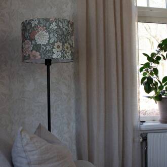 Vloerlamp Amy, Dahlia groen/zwart, 150 cm, textiel, E27 Dahlia groen, zwart