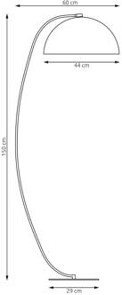 Vloerlamp Arcos, zwart, hoogte 150 cm, metaal