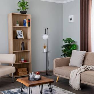 Vloerlamp Bari, zwart, metaal, glas zwart, wit