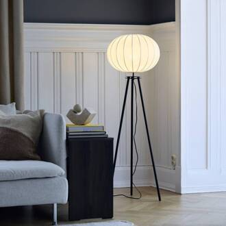 Vloerlamp Base, zwart, hoogte 125 cm, textiel zwart, wit