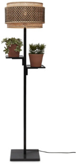 Vloerlamp Bhutan - Zwart|Bamboe - Ø40x160cm Bruin