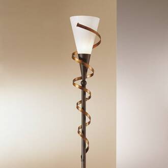 Vloerlamp BONITO met goudkleurige spiraal Roest, goud, wit