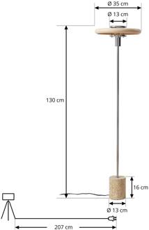 vloerlamp Branford, retro, beige, metaal/travertijn