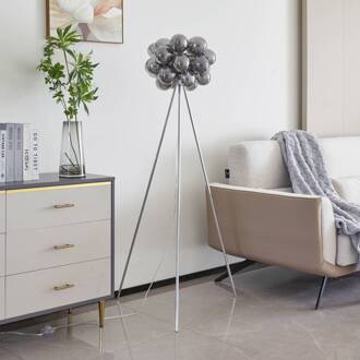 vloerlamp Diborah, rookgrijs, glas, 150 cm, G9