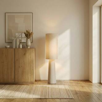 vloerlamp Elfie, hoogte 124 cm, beige, linnen, 2x E27