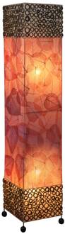 Vloerlamp Emilian met bladmotief, hoogte 100 cm rood, natuurbruin