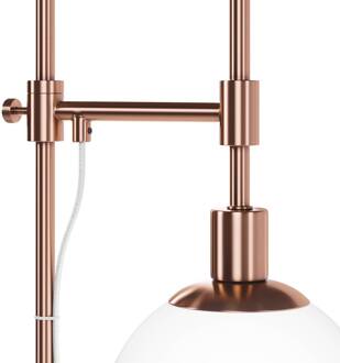 vloerlamp Erich, messing rosé, glas/metaal, 1-lamp. koperen rosé, wit