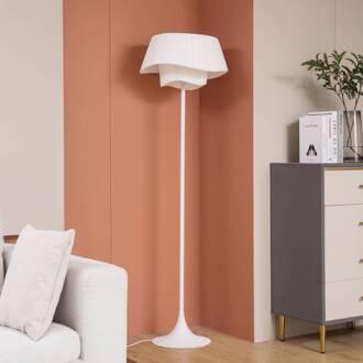 vloerlamp Eryndor, wit, textiel, Ø 47 cm, E27