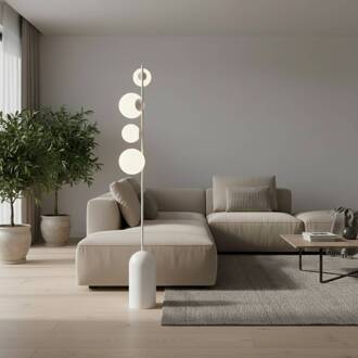 Vloerlamp Etno LP4, wit, glas/staal, hoogte 140 cm, G9